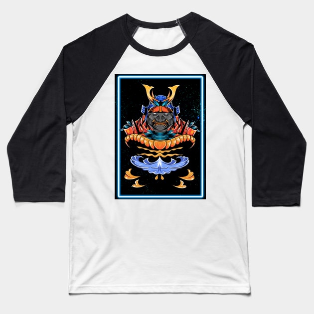 Samurai neon art Baseball T-Shirt by San Creative